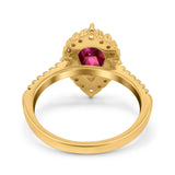 Teardrop Pear Art Deco Wedding Ring Simulated Cubic Zirconia 925 Sterling Silver