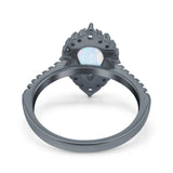 Teardrop Pear Art Deco Wedding Ring Simulated Cubic Zirconia 925 Sterling Silver