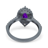 Halo Marquise Art Deco Wedding Ring Simulated Cubic Zirconia 925 Sterling Silver