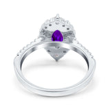 Halo Marquise Art Deco Wedding Ring Simulated Cubic Zirconia 925 Sterling Silver