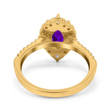 Halo Marquise Art Deco Wedding Ring Simulated Cubic Zirconia 925 Sterling Silver