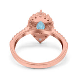 Halo Marquise Art Deco Wedding Ring Simulated Cubic Zirconia 925 Sterling Silver