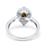 Halo Marquise Art Deco Wedding Ring Simulated Cubic Zirconia 925 Sterling Silver