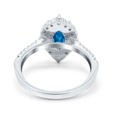 Halo Marquise Art Deco Wedding Ring Simulated Cubic Zirconia 925 Sterling Silver