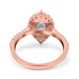 Halo Marquise Art Deco Wedding Ring Simulated Cubic Zirconia 925 Sterling Silver