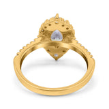 Halo Marquise Art Deco Wedding Ring Simulated Cubic Zirconia 925 Sterling Silver