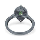 Halo Marquise Art Deco Wedding Ring Simulated Cubic Zirconia 925 Sterling Silver