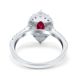 Halo Marquise Art Deco Wedding Ring Simulated Cubic Zirconia 925 Sterling Silver