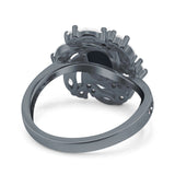 Oval Vintage Art Deco Engagement Ring Simulated Cubic Zirconia 925 Sterling Silver