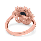 Oval Vintage Art Deco Engagement Ring Simulated Cubic Zirconia 925 Sterling Silver