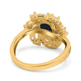 Oval Vintage Art Deco Engagement Ring Simulated Cubic Zirconia 925 Sterling Silver