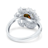 Oval Vintage Art Deco Engagement Ring Simulated Cubic Zirconia 925 Sterling Silver