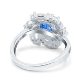 Oval Vintage Art Deco Engagement Ring Simulated Cubic Zirconia 925 Sterling Silver