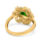 Oval Vintage Art Deco Engagement Ring Simulated Cubic Zirconia 925 Sterling Silver