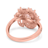 Oval Vintage Art Deco Engagement Ring Simulated Cubic Zirconia 925 Sterling Silver