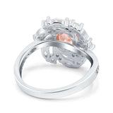 Oval Vintage Art Deco Engagement Ring Simulated Cubic Zirconia 925 Sterling Silver