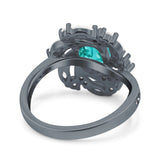 Oval Vintage Art Deco Engagement Ring Simulated Cubic Zirconia 925 Sterling Silver