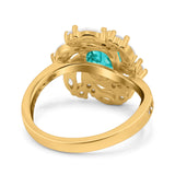 Oval Vintage Art Deco Engagement Ring Simulated Cubic Zirconia 925 Sterling Silver