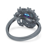 Oval Vintage Art Deco Engagement Ring Simulated Cubic Zirconia 925 Sterling Silver