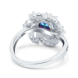 Oval Vintage Art Deco Engagement Ring Simulated Cubic Zirconia 925 Sterling Silver