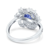 Oval Vintage Art Deco Engagement Ring Simulated Cubic Zirconia 925 Sterling Silver