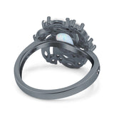 Oval Vintage Art Deco Engagement Ring Simulated Cubic Zirconia 925 Sterling Silver