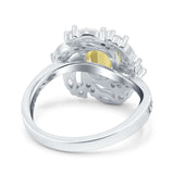 Oval Vintage Art Deco Engagement Ring Simulated Cubic Zirconia 925 Sterling Silver