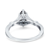 Marquise Art Deco Wedding Bridal Ring Simulated Cubic Zirconia 925 Sterling Silver