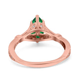 Marquise Art Deco Wedding Bridal Ring Simulated Cubic Zirconia 925 Sterling Silver