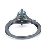 Marquise Art Deco Wedding Bridal Ring Simulated Cubic Zirconia 925 Sterling Silver