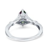 Marquise Art Deco Wedding Bridal Ring Simulated Cubic Zirconia 925 Sterling Silver