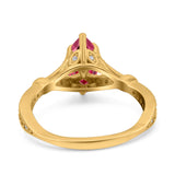 Marquise Art Deco Wedding Bridal Ring Simulated Cubic Zirconia 925 Sterling Silver