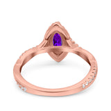 Infinity Twist Marquise Vintage Wedding Ring Simulated Cubic Zirconia 925 Sterling Silver