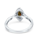 Infinity Twist Marquise Vintage Wedding Ring Simulated Cubic Zirconia 925 Sterling Silver