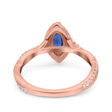 Infinity Twist Marquise Vintage Wedding Ring Simulated Cubic Zirconia 925 Sterling Silver