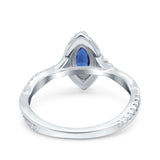 Infinity Twist Marquise Vintage Wedding Ring Simulated Cubic Zirconia 925 Sterling Silver