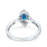 Infinity Twist Marquise Vintage Wedding Ring Simulated Cubic Zirconia 925 Sterling Silver