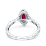 Infinity Twist Marquise Vintage Wedding Ring Simulated Cubic Zirconia 925 Sterling Silver