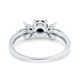 Marquise Wedding Ring Green Emerald Simulated Cubic Zirconia 925 Sterling Silver