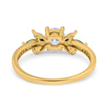 Marquise Wedding Ring Green Emerald Simulated Cubic Zirconia 925 Sterling Silver
