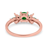 Marquise Wedding Ring Green Emerald Simulated Cubic Zirconia 925 Sterling Silver