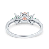 Marquise Wedding Ring Green Emerald Simulated Cubic Zirconia 925 Sterling Silver