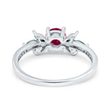Marquise Wedding Ring Green Emerald Simulated Cubic Zirconia 925 Sterling Silver