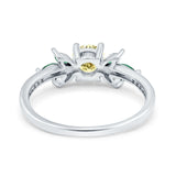 Marquise Wedding Ring Green Emerald Simulated Cubic Zirconia 925 Sterling Silver