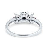 Marquise Wedding Ring Ruby Simulated Cubic Zirconia 925 Sterling Silver