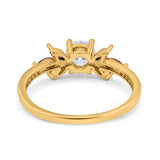 Marquise Wedding Ring Ruby Simulated Cubic Zirconia 925 Sterling Silver