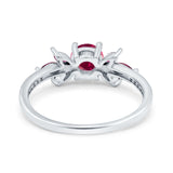 Marquise Wedding Ring Ruby Simulated Cubic Zirconia 925 Sterling Silver