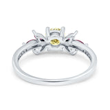 Marquise Wedding Ring Ruby Simulated Cubic Zirconia 925 Sterling Silver