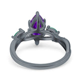 Infinity Twist Green Simulated Emerald Marquise Wedding Ring Simulated Cubic Zirconia 925 Sterling Silver