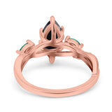 Infinity Twist Green Simulated Emerald Marquise Wedding Ring Simulated Cubic Zirconia 925 Sterling Silver